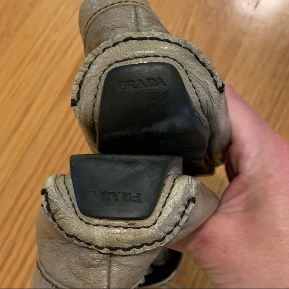 Prada Metallic Bow Driving Loafers Flats 37 - Picture 12 of 14